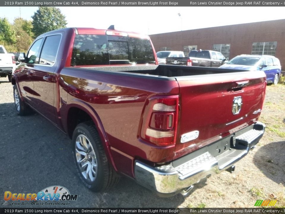 2019 Ram 1500 Long Horn Crew Cab 4x4 Delmonico Red Pearl / Mountain Brown/Light Frost Beige Photo #3