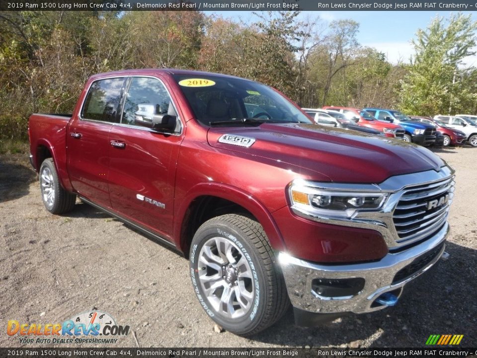 2019 Ram 1500 Long Horn Crew Cab 4x4 Delmonico Red Pearl / Mountain Brown/Light Frost Beige Photo #7
