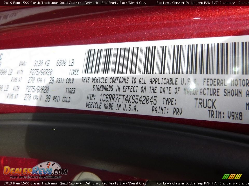 2019 Ram 1500 Classic Tradesman Quad Cab 4x4 Delmonico Red Pearl / Black/Diesel Gray Photo #16