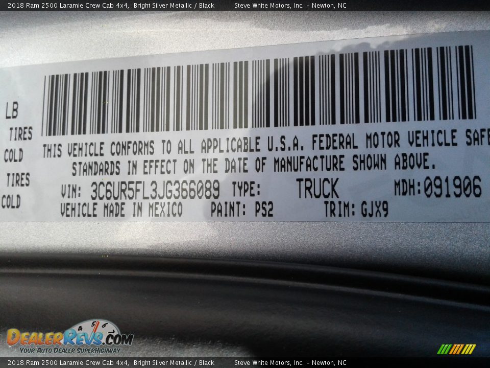 2018 Ram 2500 Laramie Crew Cab 4x4 Bright Silver Metallic / Black Photo #36