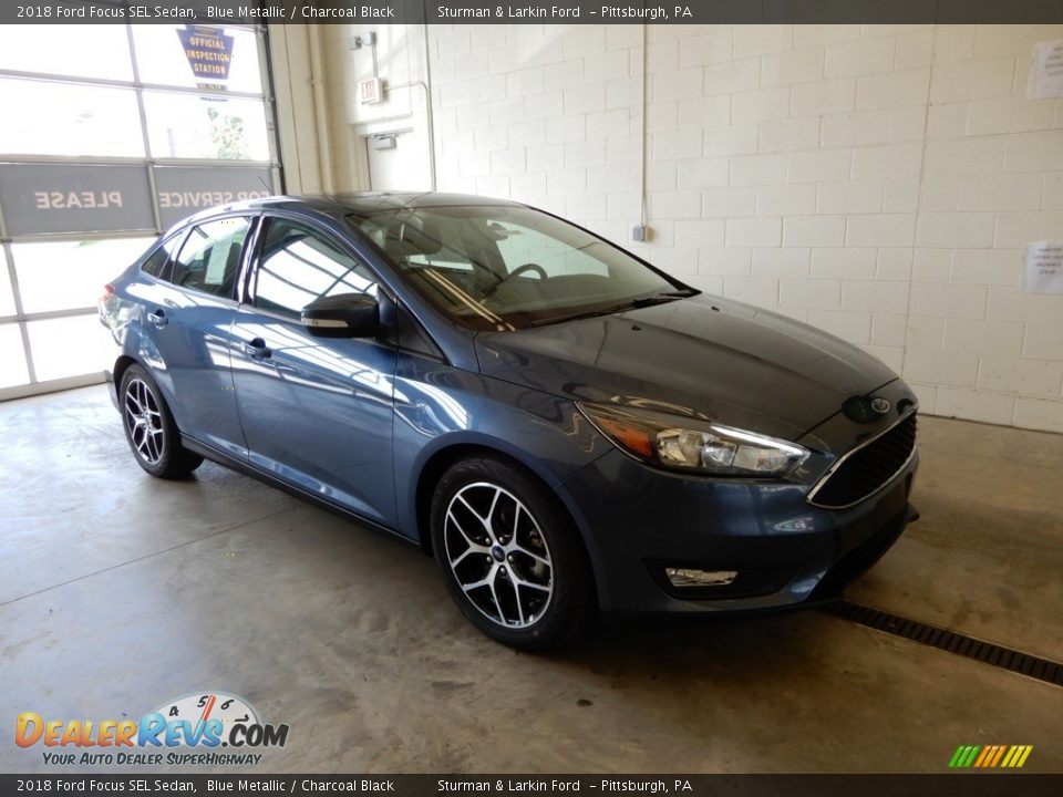 2018 Ford Focus SEL Sedan Blue Metallic / Charcoal Black Photo #1