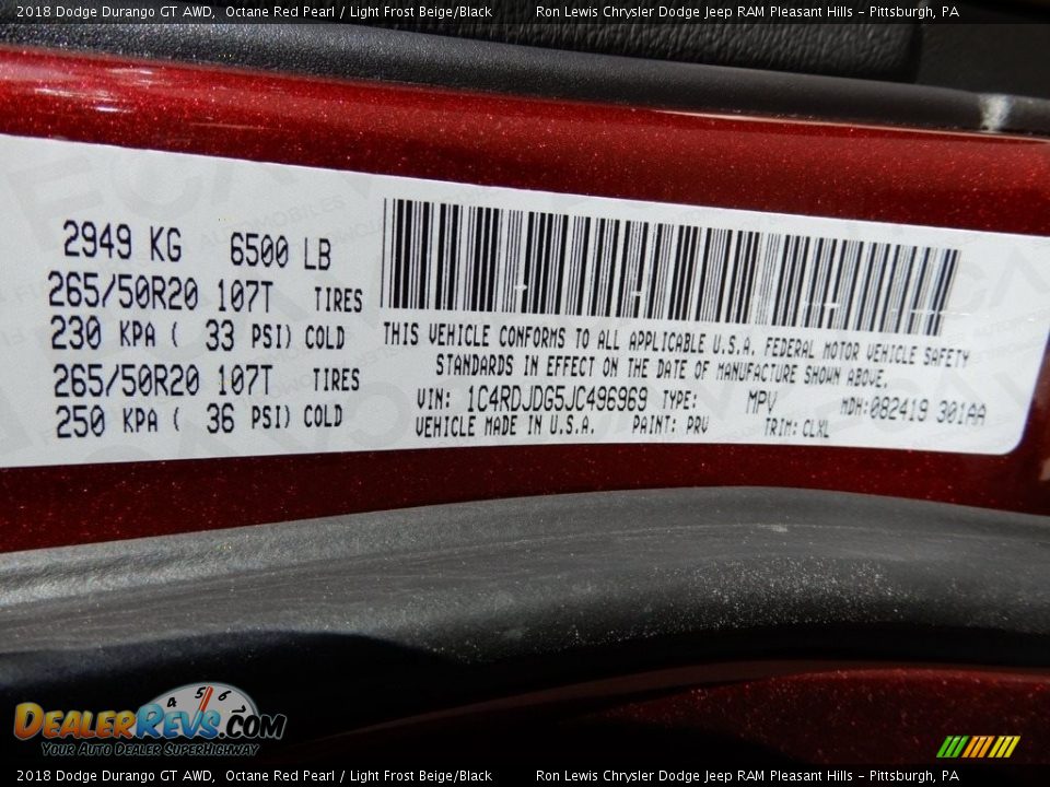 2018 Dodge Durango GT AWD Octane Red Pearl / Light Frost Beige/Black Photo #15