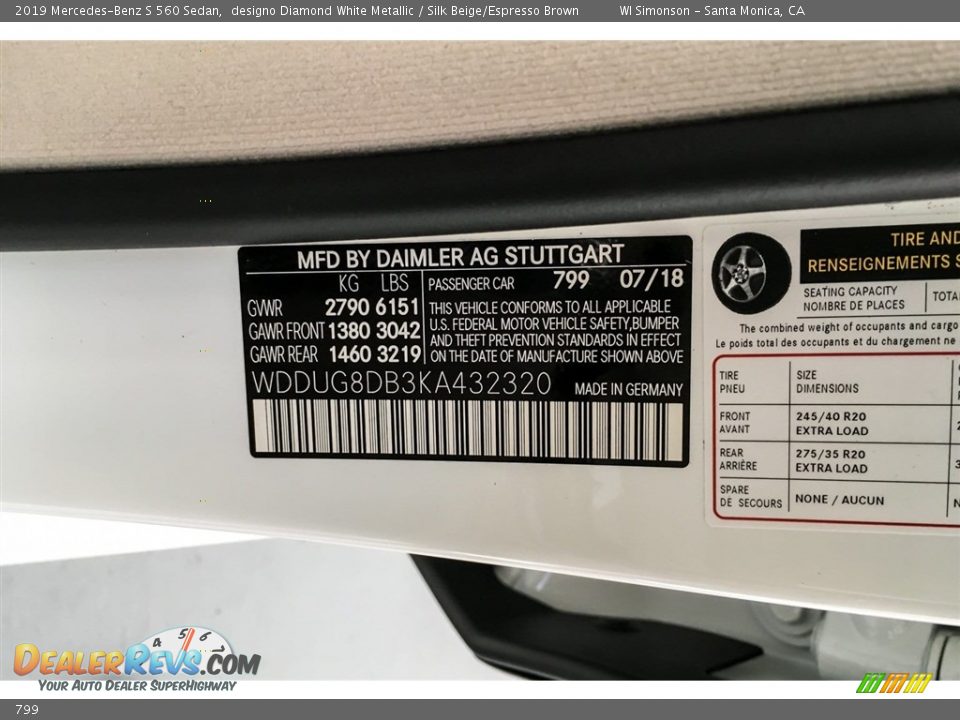 Mercedes-Benz Color Code 799 designo Diamond White Metallic