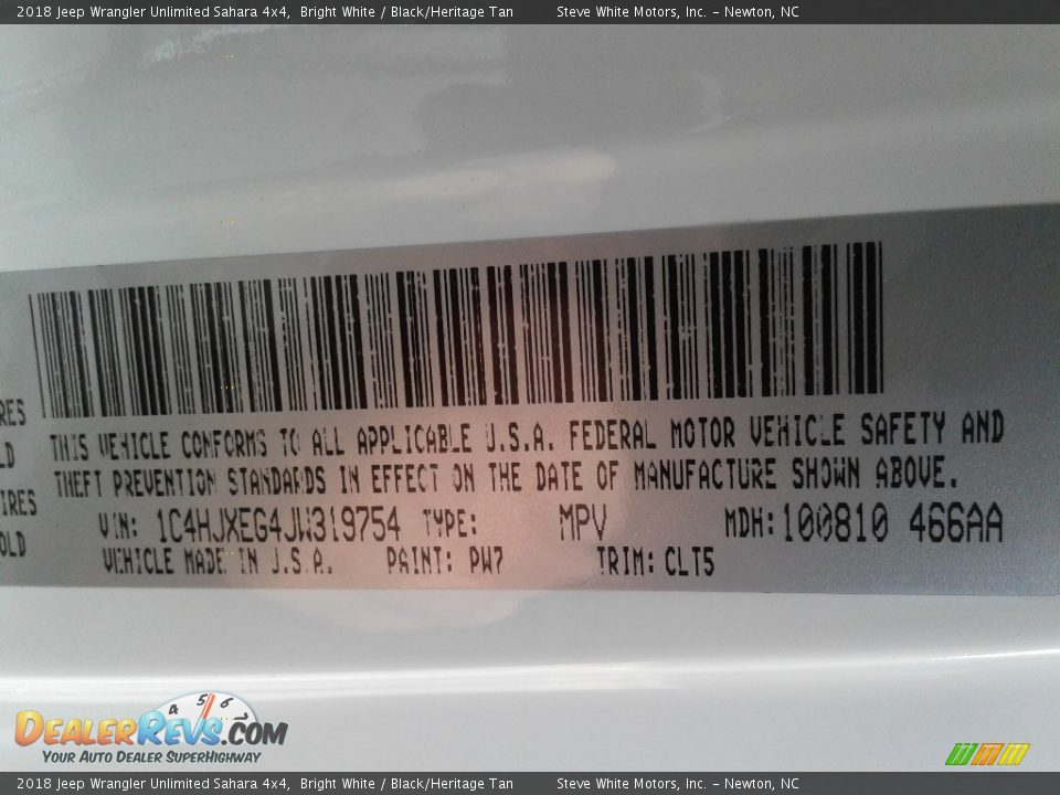 2018 Jeep Wrangler Unlimited Sahara 4x4 Bright White / Black/Heritage Tan Photo #32