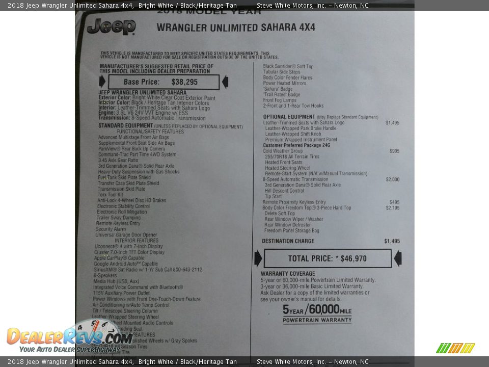 2018 Jeep Wrangler Unlimited Sahara 4x4 Bright White / Black/Heritage Tan Photo #33