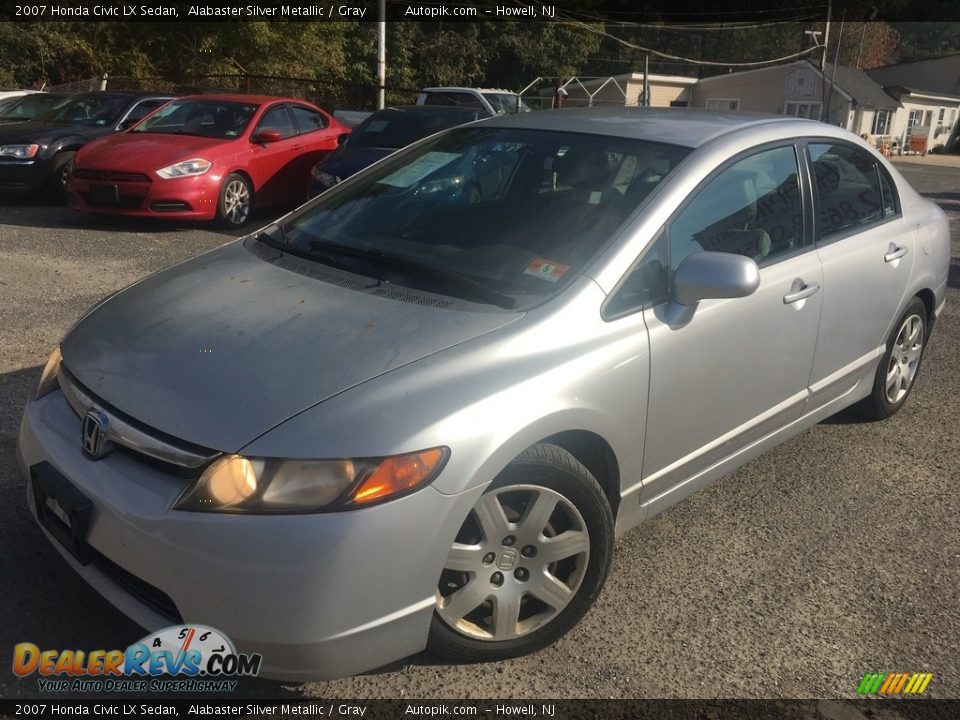 2007 Honda Civic LX Sedan Alabaster Silver Metallic / Gray Photo #1