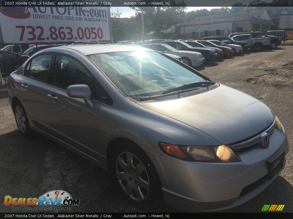 2007 Honda Civic LX Sedan Alabaster Silver Metallic / Gray Photo #6