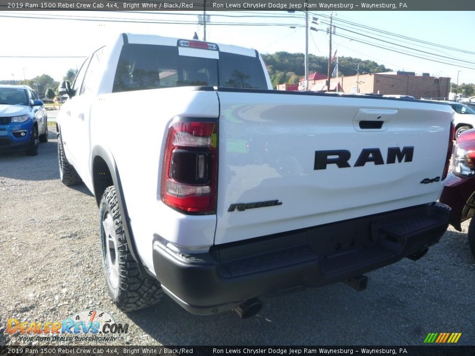2019 Ram 1500 Rebel Crew Cab 4x4 Bright White / Black/Red Photo #6