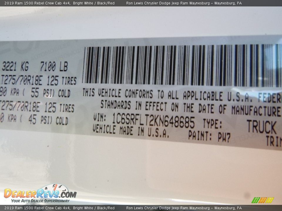 2019 Ram 1500 Rebel Crew Cab 4x4 Bright White / Black/Red Photo #15