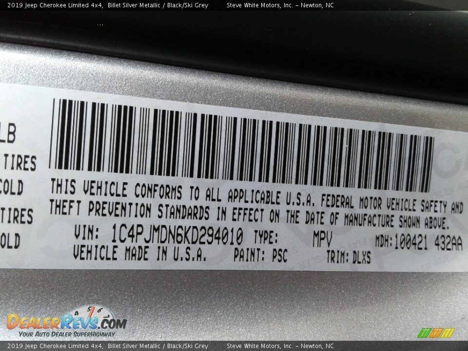 2019 Jeep Cherokee Limited 4x4 Billet Silver Metallic / Black/Ski Grey Photo #36