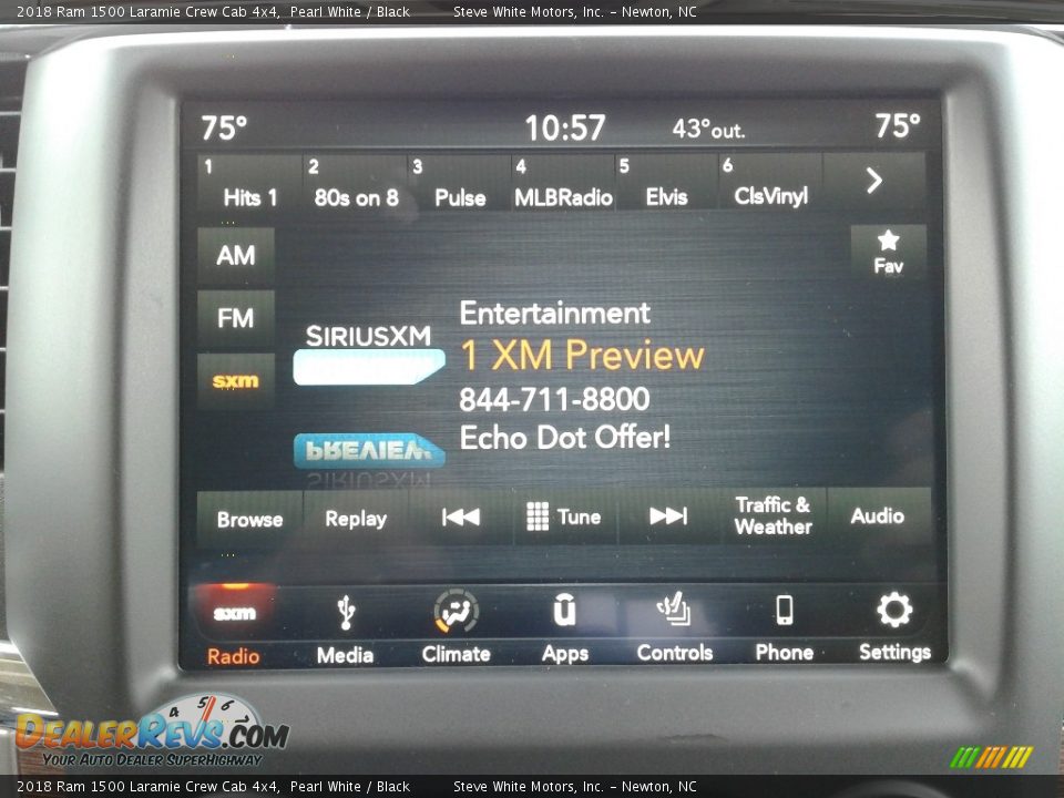 2018 Ram 1500 Laramie Crew Cab 4x4 Pearl White / Black Photo #20