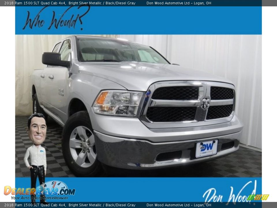 2018 Ram 1500 SLT Quad Cab 4x4 Bright Silver Metallic / Black/Diesel Gray Photo #1