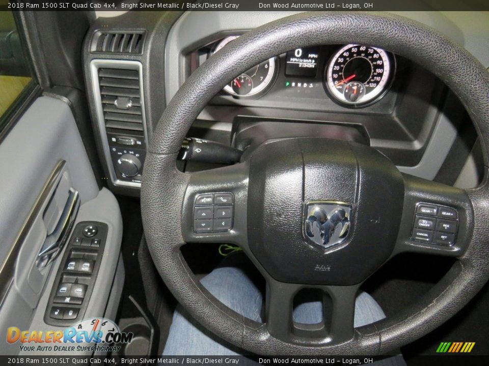2018 Ram 1500 SLT Quad Cab 4x4 Bright Silver Metallic / Black/Diesel Gray Photo #16