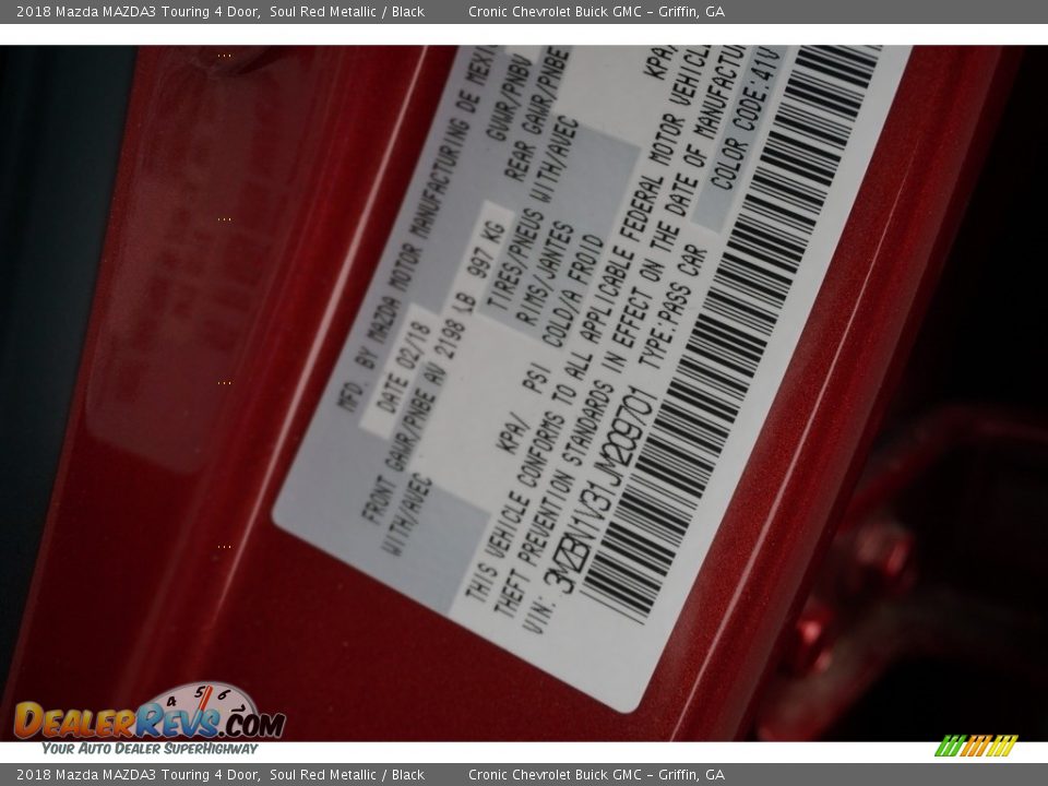 2018 Mazda MAZDA3 Touring 4 Door Soul Red Metallic / Black Photo #20