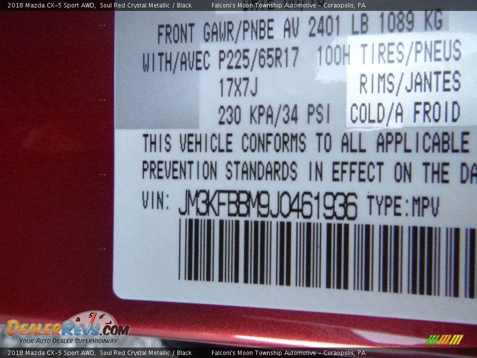 2018 Mazda CX-5 Sport AWD Soul Red Crystal Metallic / Black Photo #13
