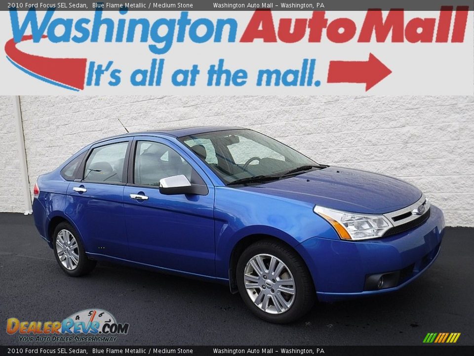 2010 Ford Focus SEL Sedan Blue Flame Metallic / Medium Stone Photo #1