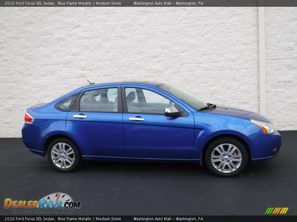 2010 Ford Focus SEL Sedan Blue Flame Metallic / Medium Stone Photo #2