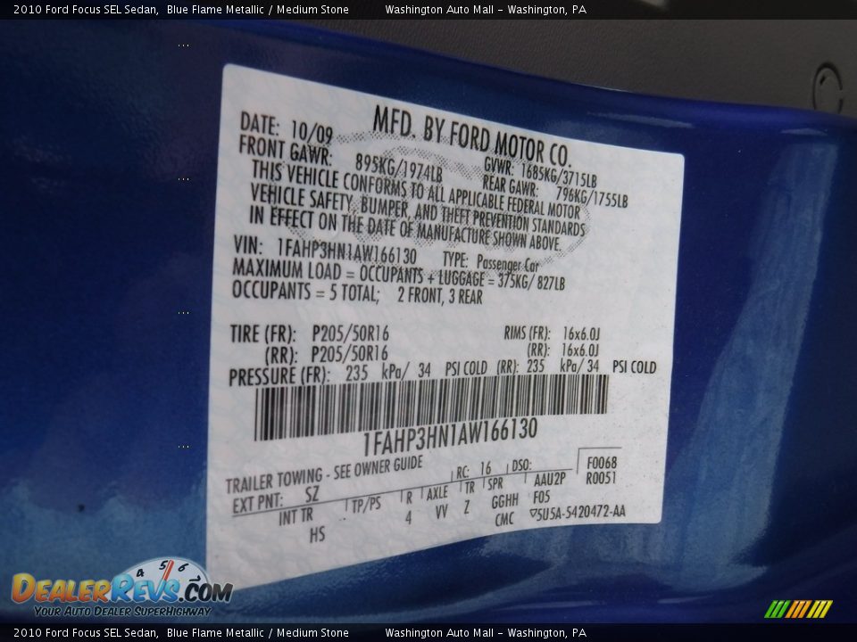 2010 Ford Focus SEL Sedan Blue Flame Metallic / Medium Stone Photo #23