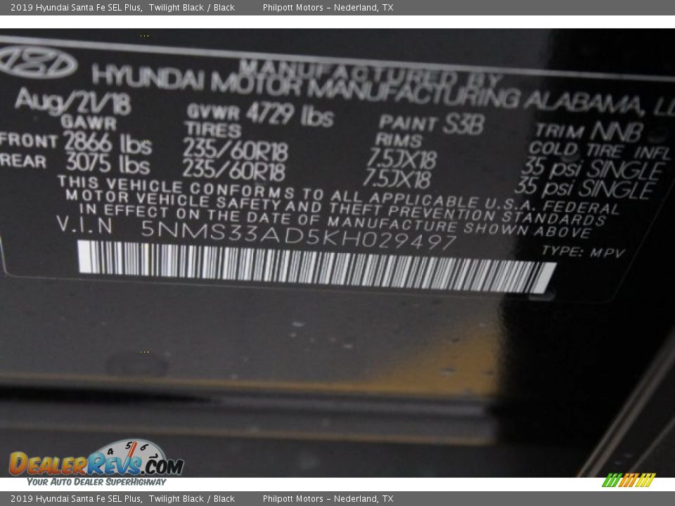 2019 Hyundai Santa Fe SEL Plus Twilight Black / Black Photo #36