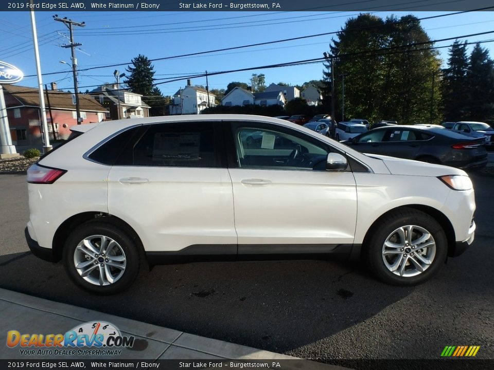 White Platinum 2019 Ford Edge SEL AWD Photo #4