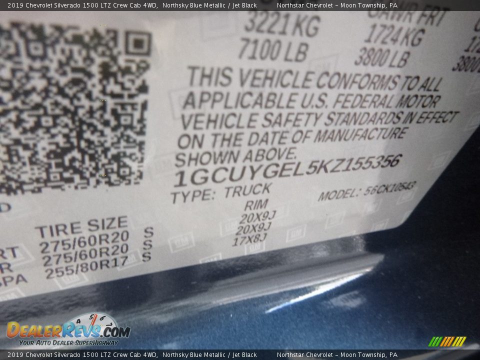 2019 Chevrolet Silverado 1500 LTZ Crew Cab 4WD Northsky Blue Metallic / Jet Black Photo #16