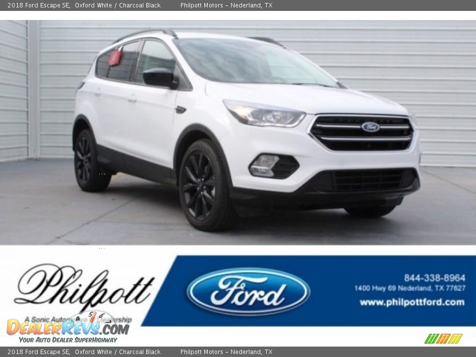 2018 Ford Escape SE Oxford White / Charcoal Black Photo #1
