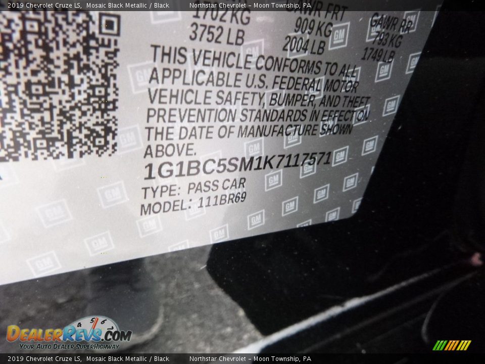 2019 Chevrolet Cruze LS Mosaic Black Metallic / Black Photo #15