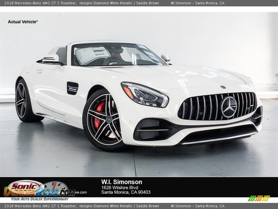 2018 Mercedes-Benz AMG GT C Roadster designo Diamond White Metallic / Saddle Brown Photo #1