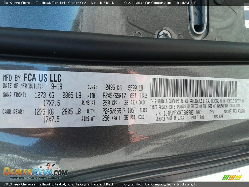 2019 Jeep Cherokee Trailhawk Elite 4x4 Granite Crystal Metallic / Black Photo #21