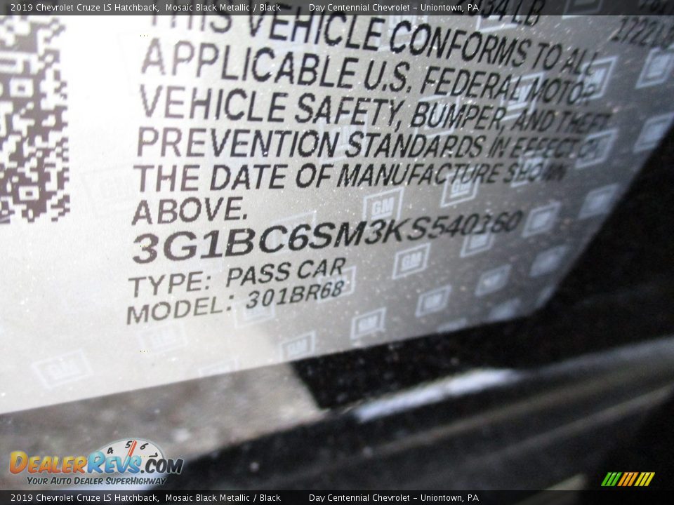 2019 Chevrolet Cruze LS Hatchback Mosaic Black Metallic / Black Photo #14