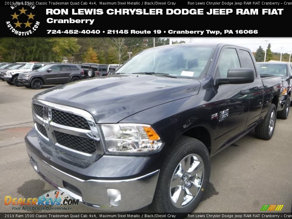 2019 Ram 1500 Classic Tradesman Quad Cab 4x4 Maximum Steel Metallic / Black/Diesel Gray Photo #1