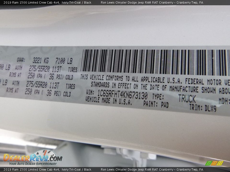2019 Ram 1500 Limited Crew Cab 4x4 Ivory Tri–Coat / Black Photo #15