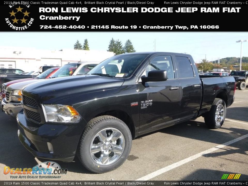 2019 Ram 1500 Classic Tradesman Quad Cab 4x4 Brilliant Black Crystal Pearl / Black/Diesel Gray Photo #1