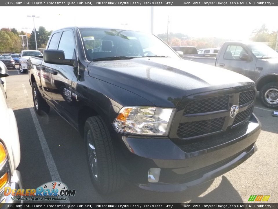 2019 Ram 1500 Classic Tradesman Quad Cab 4x4 Brilliant Black Crystal Pearl / Black/Diesel Gray Photo #6