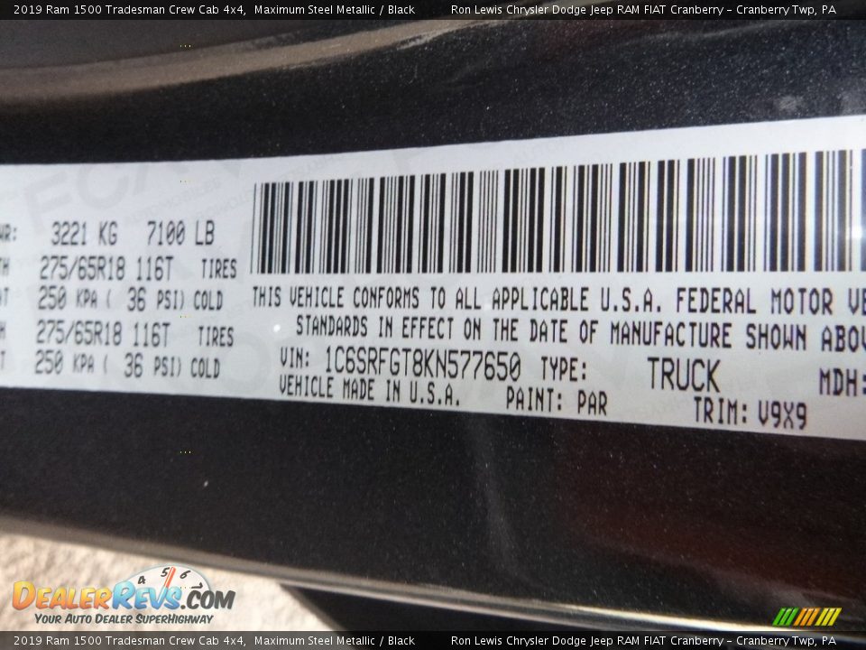 2019 Ram 1500 Tradesman Crew Cab 4x4 Maximum Steel Metallic / Black Photo #15