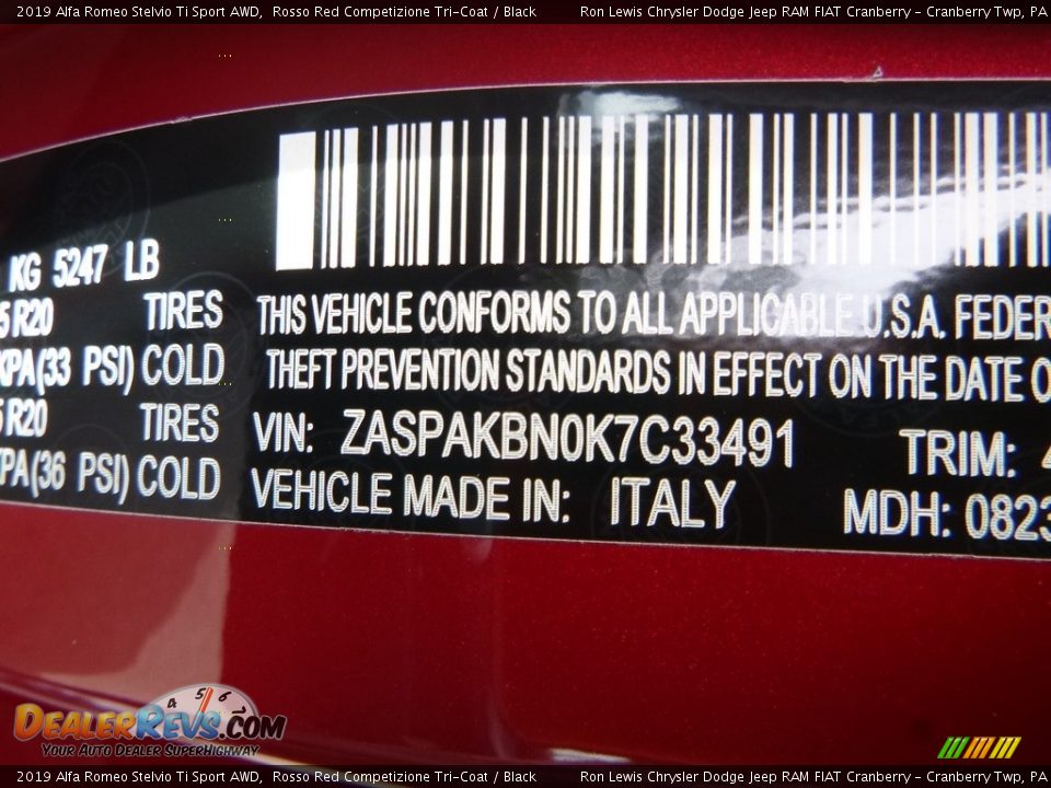 2019 Alfa Romeo Stelvio Ti Sport AWD Rosso Red Competizione Tri-Coat / Black Photo #22