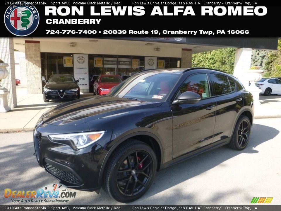 2019 Alfa Romeo Stelvio Ti Sport AWD Volcano Black Metallic / Red Photo #1