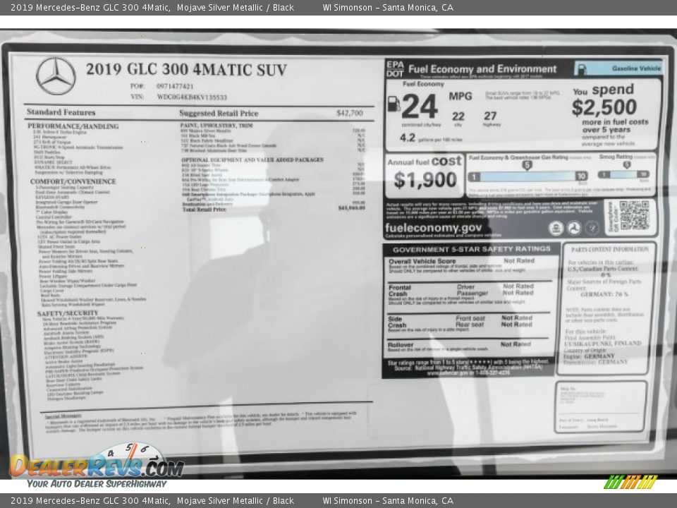 2019 Mercedes-Benz GLC 300 4Matic Mojave Silver Metallic / Black Photo #10