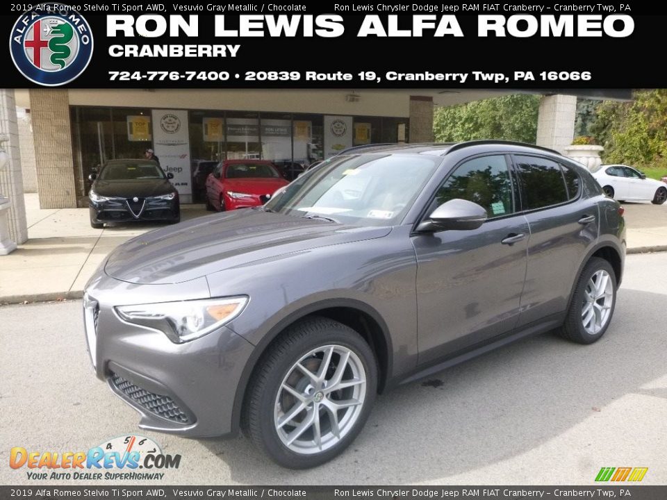 2019 Alfa Romeo Stelvio Ti Sport AWD Vesuvio Gray Metallic / Chocolate Photo #1