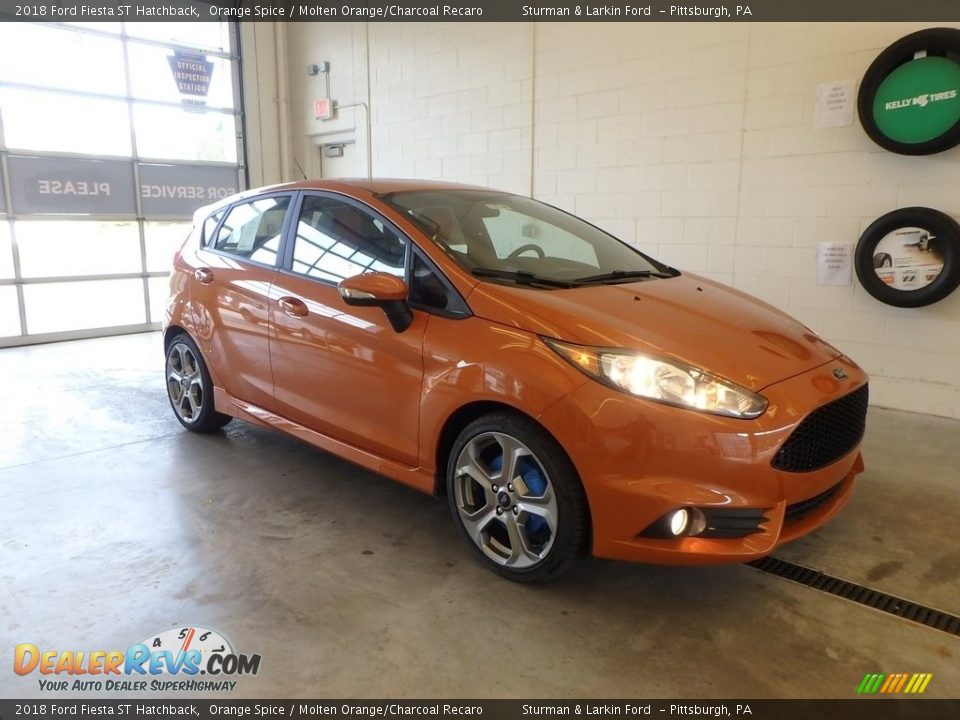 2018 Ford Fiesta ST Hatchback Orange Spice / Molten Orange/Charcoal Recaro Photo #1