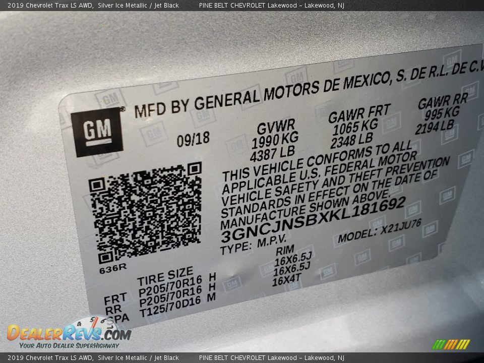 2019 Chevrolet Trax LS AWD Silver Ice Metallic / Jet Black Photo #9