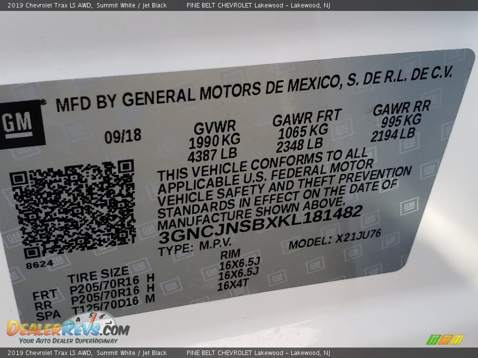 2019 Chevrolet Trax LS AWD Summit White / Jet Black Photo #9