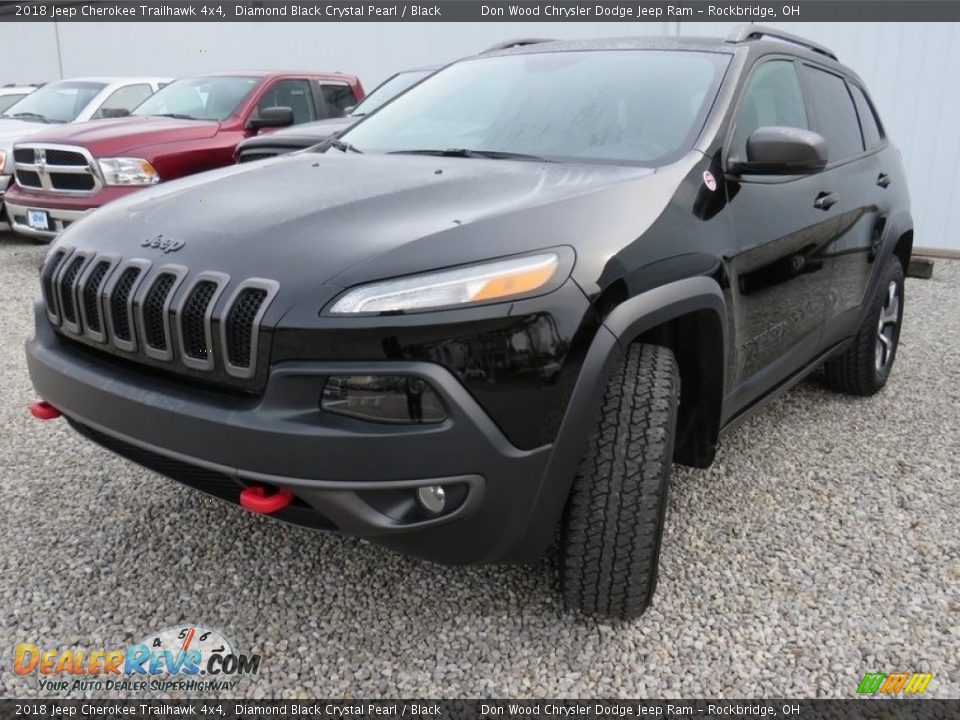 2018 Jeep Cherokee Trailhawk 4x4 Diamond Black Crystal Pearl / Black Photo #9