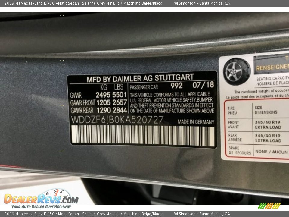 2019 Mercedes-Benz E 450 4Matic Sedan Selenite Grey Metallic / Macchiato Beige/Black Photo #11