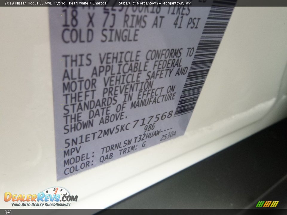 Nissan Color Code QAB Pearl White