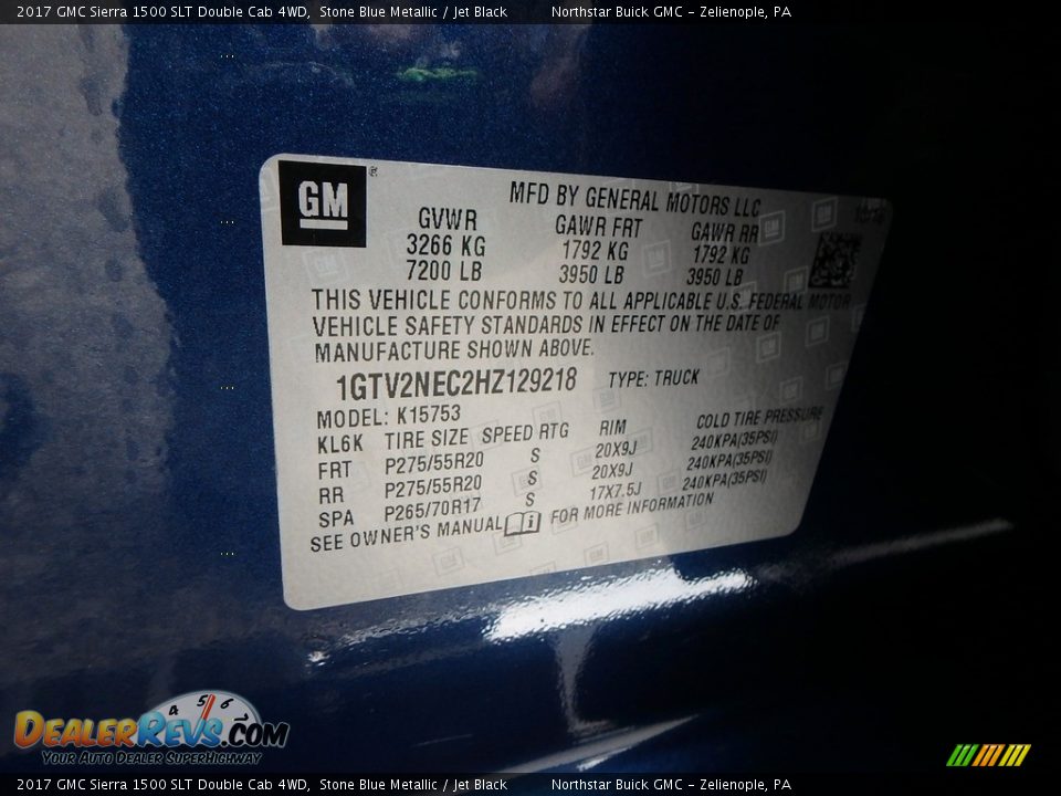2017 GMC Sierra 1500 SLT Double Cab 4WD Stone Blue Metallic / Jet Black Photo #23
