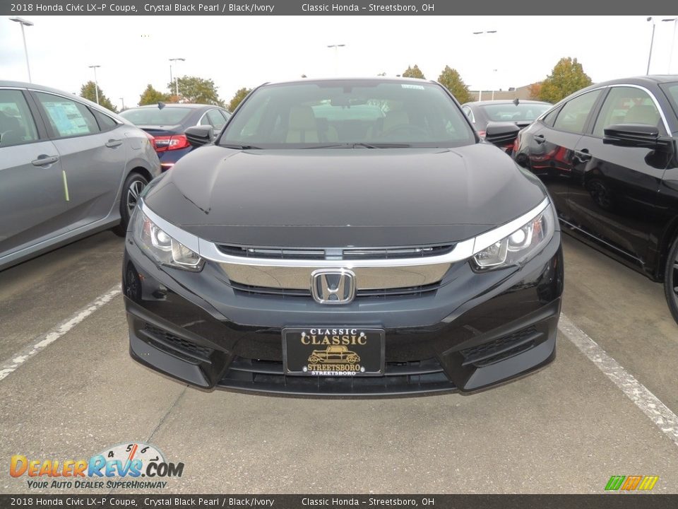 2018 Honda Civic LX-P Coupe Crystal Black Pearl / Black/Ivory Photo #2