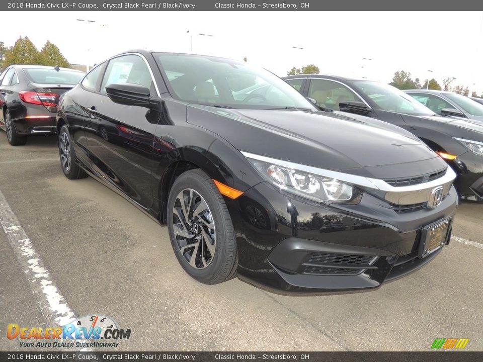 2018 Honda Civic LX-P Coupe Crystal Black Pearl / Black/Ivory Photo #3