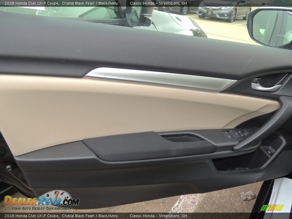 2018 Honda Civic LX-P Coupe Crystal Black Pearl / Black/Ivory Photo #6