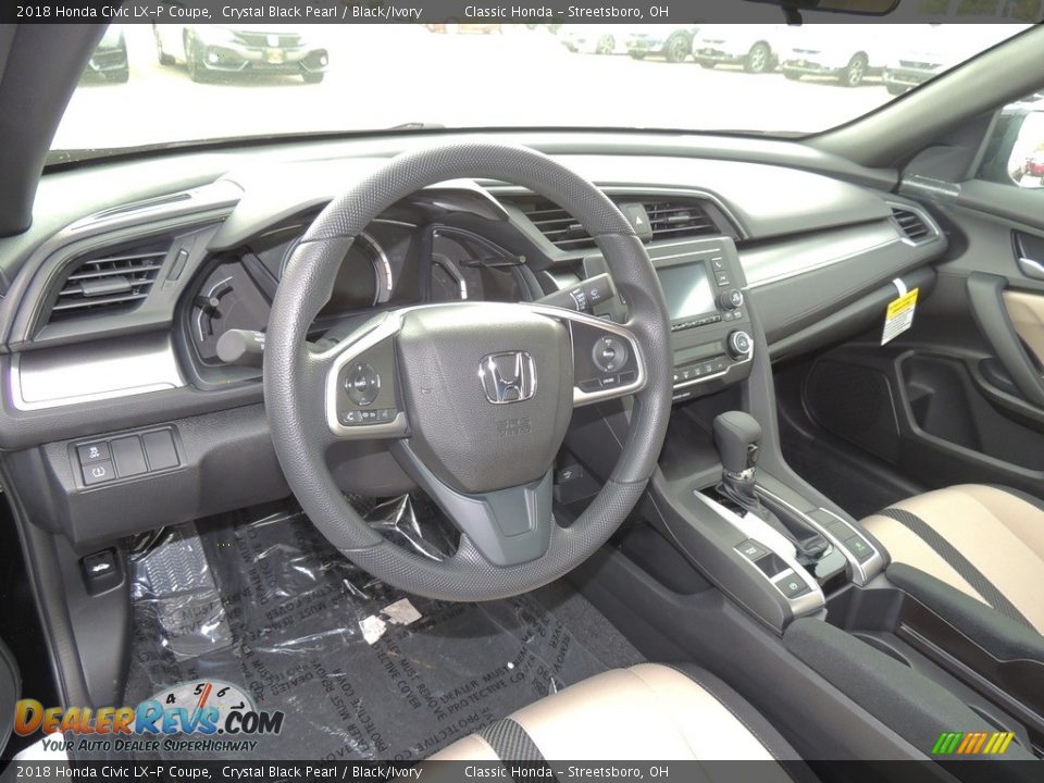 2018 Honda Civic LX-P Coupe Crystal Black Pearl / Black/Ivory Photo #7